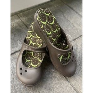 Crocs Frances Brown Wedge Clogs Mary Jane Slip On Womens Size 8 Mules Slides